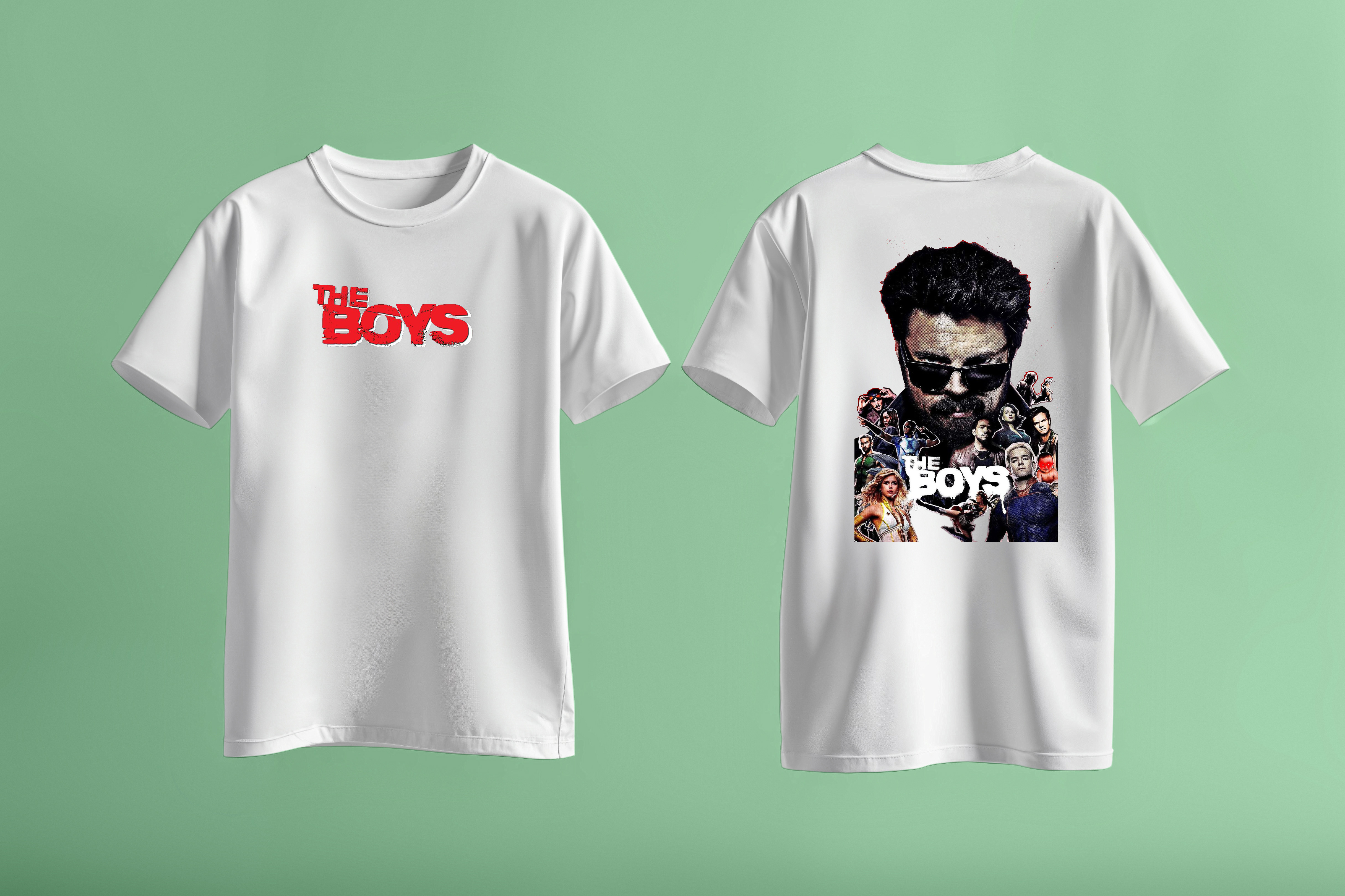 تیشرت نخ پنبه لانگ سفید طرح THE BOYS