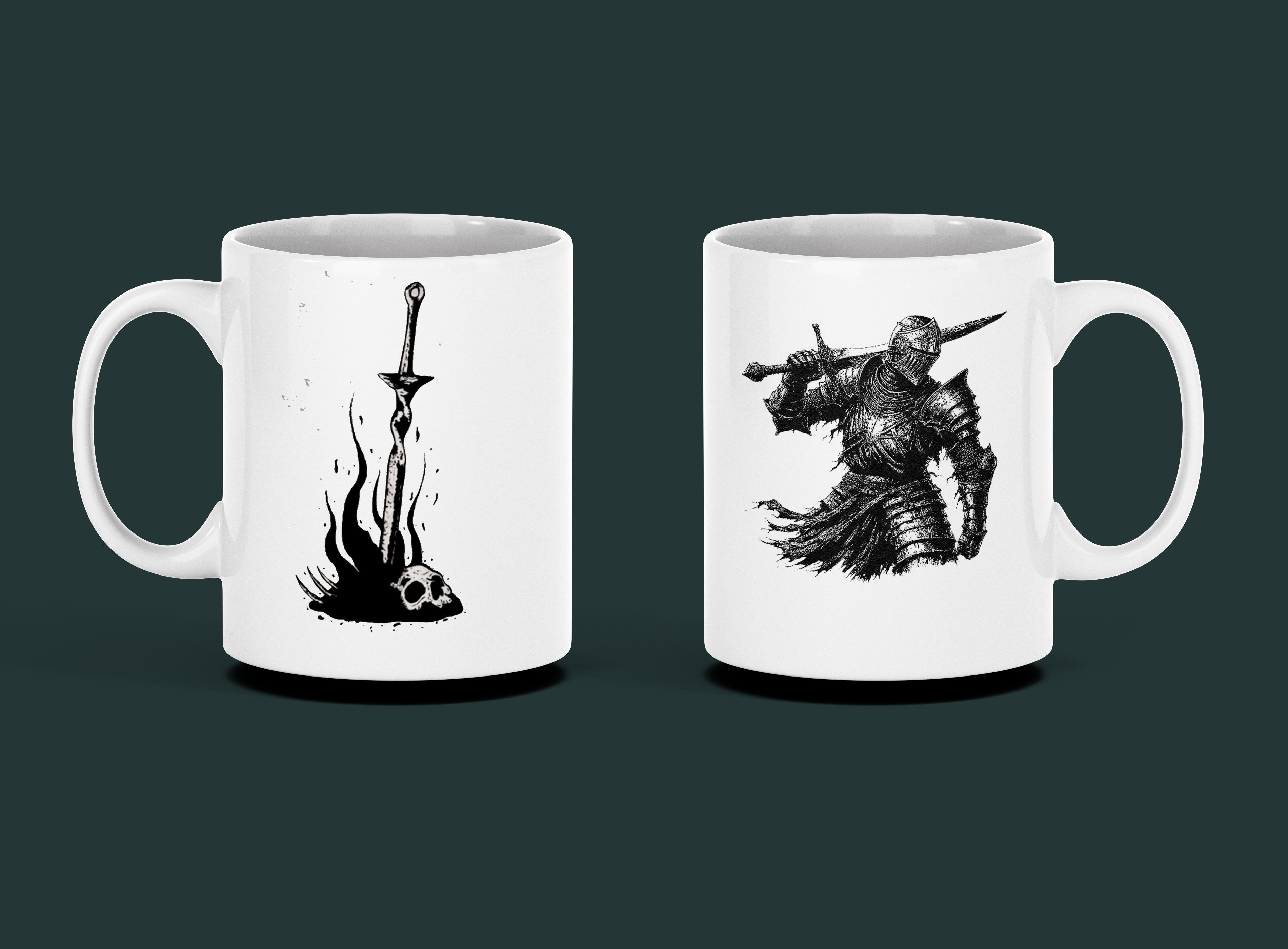ماگ سرامیکی سفید با طرح dark souls